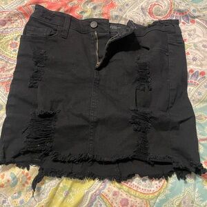 Celebrity Pink Black Mini Skirt Asymmetrical Cut Out